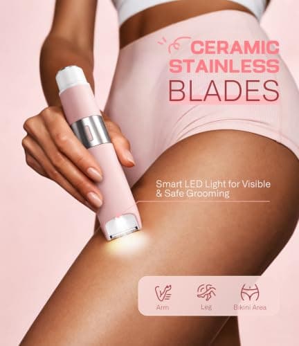 Bikini Trimmer Women 2-in-1 Facial Hair Remover for Women,USB-C Razors Woman,Dual Head Shaver Women with Smart Light for Intimate,Lady Shavers for Woman Pubic Hair for Lip Underarm Body,Travel Lock — view 5