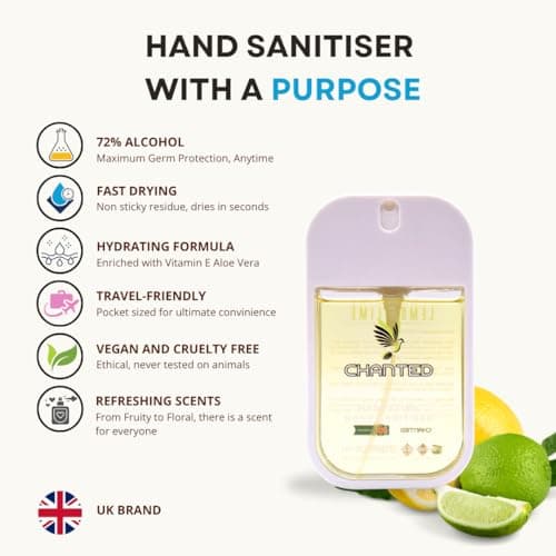 Chanted Mini Hydrating Hand Sanitiser Spray | Travel size 30ml (Lemon Lime) — view 2
