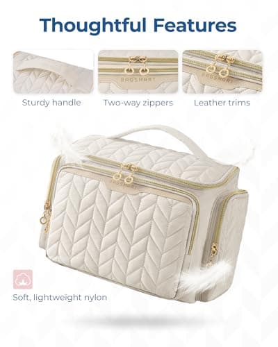 BAGSMART Large Toiletry Makeup Bag, Vanity Case, Wide Opening, Wet Pocket — view 4