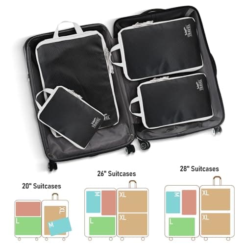 Compression Packing Cubes for Travel, Travel Essentials Luggage Organizer bags for Suitcase, Durable Compression Travel Packing Cubes for Carry on Backpack — view 4