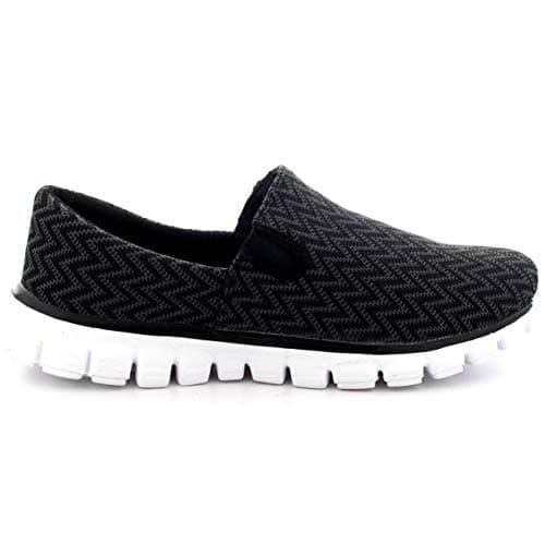 Get Fit Women’s Slip-On Walking Shoes - Lightweight Breathable Trainers with Memory Foam - Casual Work Sneakers - Comfortable Gym, Travel & Everyday Wear - Black/White - UK4/EU39 — view 4