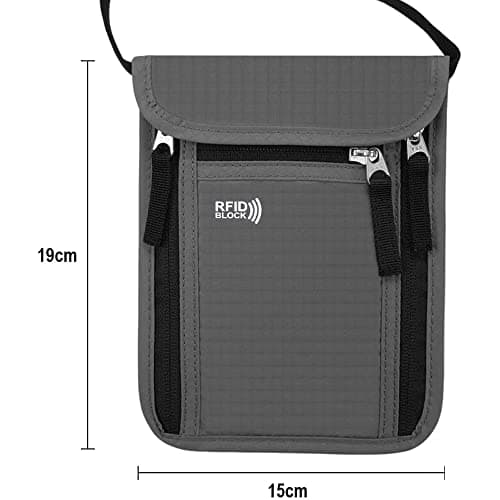 KEAFOLS Travel Wallet Passport Holder for Women and Men. RFID Blocking Passport Wallet Travel Wallet Organiser (Grey) — view 5