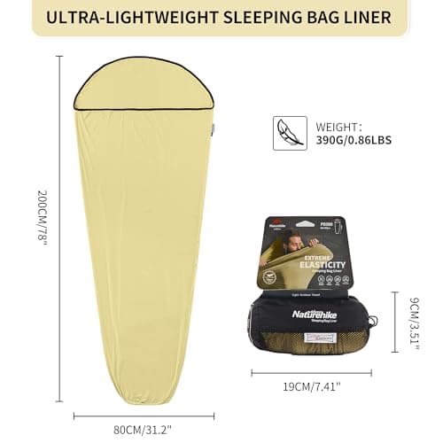 Naturehike Ultralight Sleeping Bag Liner, 390g, High Elasticity, Travel Sleeping Bag for Backpacking, Hostels, Camping — view 3