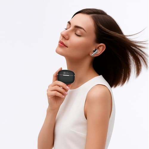 AGM Buds 8 True Wireless Earbuds Bluetooth 5.4 Headphone: Powerful Bass, ENC/ANC Noise Cancelling, Immersive Sound, TWS, 40H Playtime, Comfort Fit for Workouts Music Call (Black) — view 4