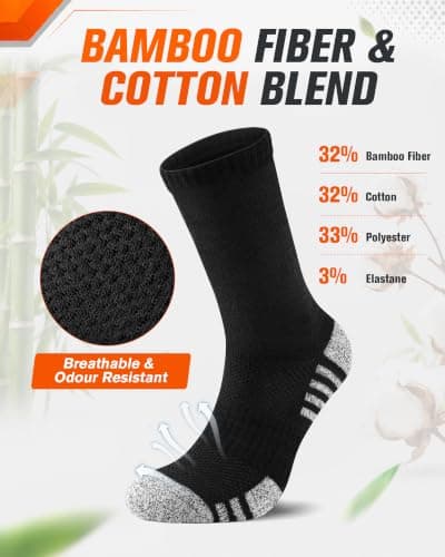 Niofind Mens Bamboo Thermal Socks, 6 Pairs Full Cushioned Breathable Socks — view 4