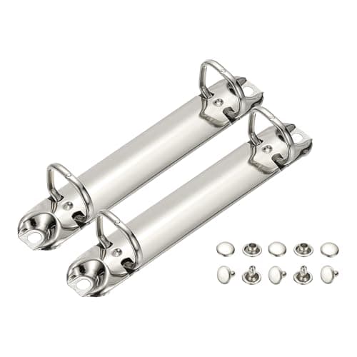 PATIKIL B7 2 Hole Ring Binder Mechanisms, 2 Set 0.63" D Ring Replacement Binder Planner Loose Leaf Binding Spines for Organizers DIY Fill Paper Storage Folder Accessories, 20mm Silver Tone