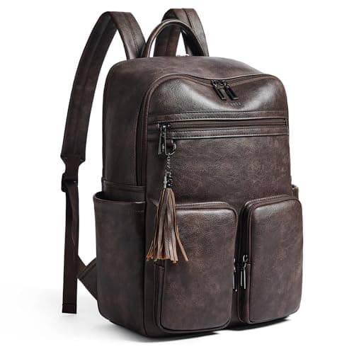 Shrrie Laptop Backpack for Women 16 Inch,Vegan Leather Travel Backpack Purse Work Business Computer Backpacks Teacher Nurse College Laptop Bookbag Casual Daypack,Two-toned Coffee