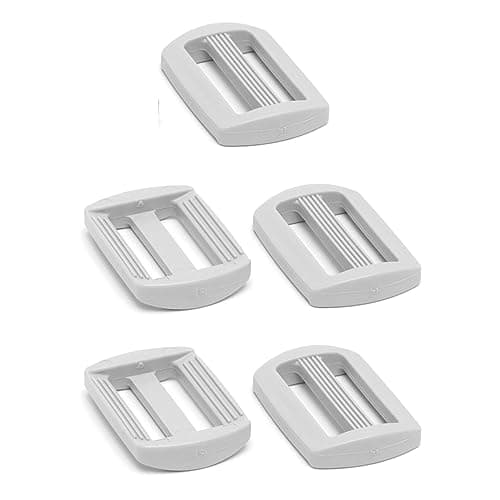 SolaDirect 3 Bar Tri Glide Sliders Buckles Fasteners for 25 mm / 1 in Webbing Strap, Backpack, Bag, Accessories, White Delrin Plastic (Pack of 5)