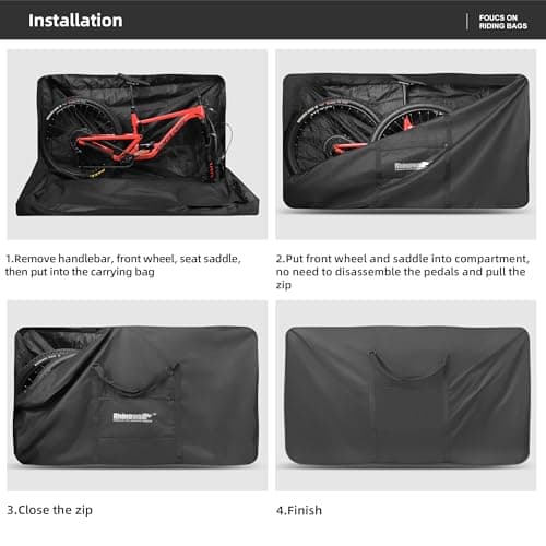 Rhinowalk Bike Transport Bag for 29 Inch Wheel Size Mountain Road Bikes - Waterproof Bicycle Travel Case Foldable Carrier Bag for Train Air Travel (29inch-Black) — view 5