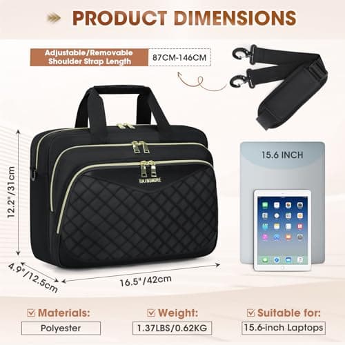 RAINSMORE Laptop Bags for Women 15.6 Inch Briefcase Messenger Bag — view 3