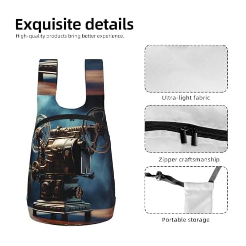 QMKFWT Old Movie Projector Backpack - Lightweight 16L Foldable Hiking Daypack Packable Back Pack Travel Bag Zipper — view 5