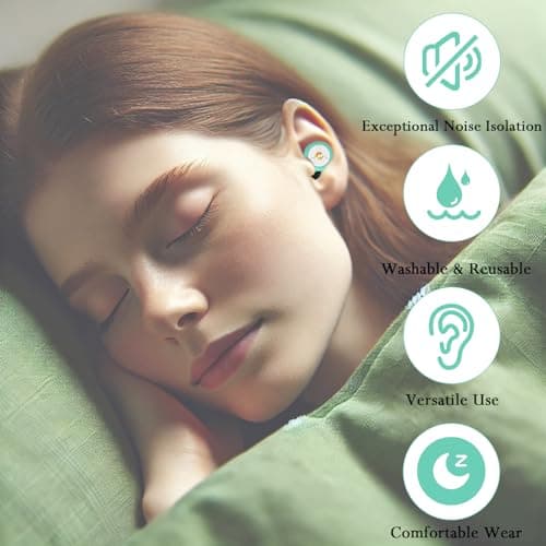 Ear Plugs for Sleep Noise Cancelling Reusable Soft Comfortable Silicone Earplugs for Sleeping, Blocking Out Snoring Partner, Travel, Deep Focus, Side Sleepers, Concerts,Motorcycle, S/M/L Green — view 3