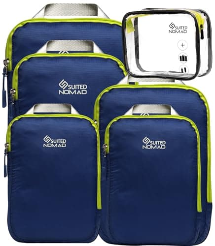 SUITEDNOMAD Ultralight Compression Packing Cubes Set, Suitcase and Backpack Travel Organiser Bags