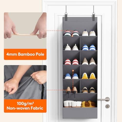 Lifewit 6 Tier Over the Door Shoe Organiser Hanging Rack Holder, Gray — view 5