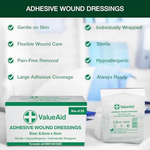 Value Aid Adhesive Wound Dressings - 8.6cm x 6cm - Box of 25 — view 2