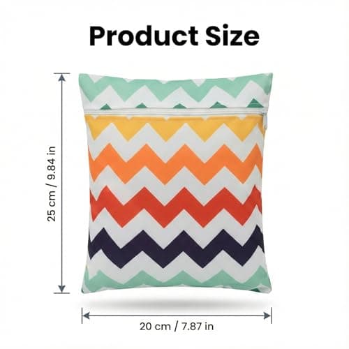 Hopzab Wet Dry Diaper Bag Waterproof Reusable Nappy Storage Bag with Zip for Baby Items Nappies Swimsuit Wet Clothes Travel Beach Pool Gym Daycare Camping(Wave Pattern) — view 2