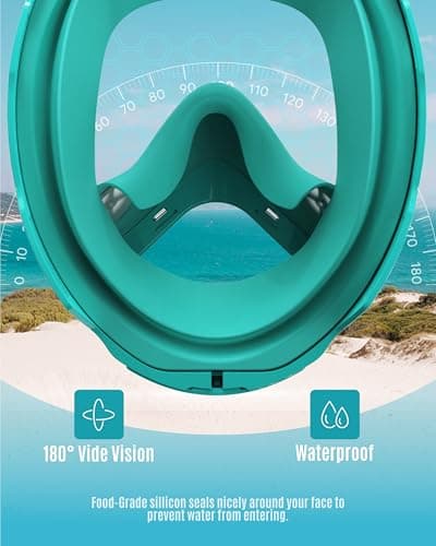 G2RISE Full Face Snorkel Mask Kids Snorkeling Set, 180 Degree Panoramic View, Anti-Fog & Anti-Leak Dry Top Snorkel Set for kids 3-8 (Mint Green) — view 5