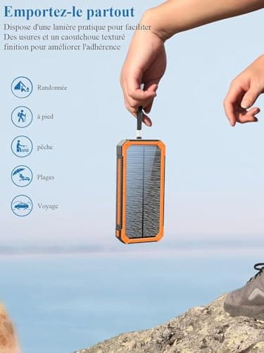 Solar Charger 20000mAh Power Bank, Portable Solar Panel Charger with Bright LEDs & 4 USB Outputs, Quick Charging Solar Phone Charger Battery Pack for Smartphone — view 6