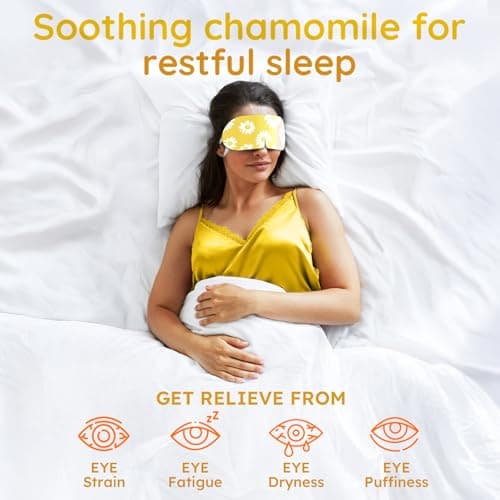 16 Pack Chamomile Steam Eye Mask for Dryness, Puffiness, Strain & Relaxation, Heated Eye Mask for Sleep & Travel, Self-Heating & Disposable Warm Compress, Travel Essentials, Relaxation Gifts for Women — view 2