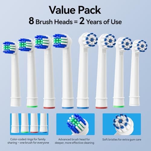 Seago Rotating Electric Toothbrush for Adults with Travel Case, 8 Brush Heads, 5 Modes with Whitening, USB-C Rechargeable with Timer, 30-Day Battery (Beige) — view 4