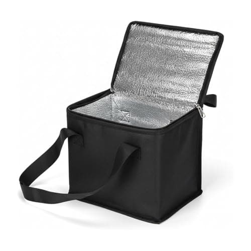 Black Cooler Bag,Ice Box for Food Travel,Insulated Reusable Grocery Bags, Heavy Duty Thermal Tote, Portable Leak Proof Travel Cool Bag for Office Meals,Camping Fishing with Zippered Top (Large)