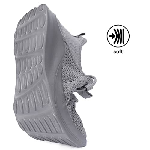 FUJEAK Women Shoes Trainers Running Walking Slip on Women Gym Comfortable Shoes Fitness Outdoor Sports Jogging Sneakers Casual Mesh Lightweight Breathable Light Grey Size 5.5 UK — view 6