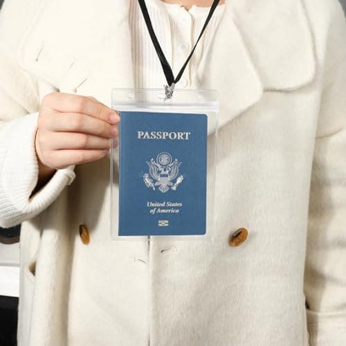 3 Pack Lanyard With Extra Large Passport Holder and ID Badge PVC Card Holder, Clear Cover Sleeve for Cruise Credit Card Plane Ticket — view 6