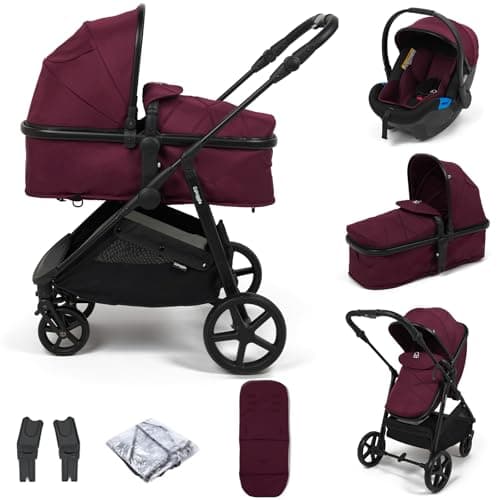 Puggle Monaco XT 2-in-1 Pram & Pushchair Travel System (Burgundy)