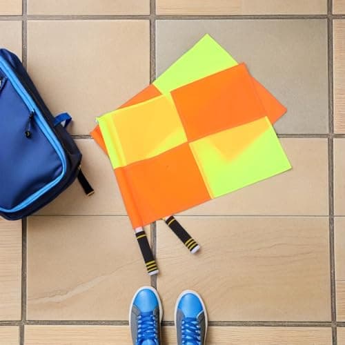 Healvian 2pcs Referee Signal Flags for Football Soccer Volleyball – Starter Umpire Kit with Non-Slip Sponge Handles, Large Checkered Design, Carrying Bag Included – Linesman Tools for Track — view 6