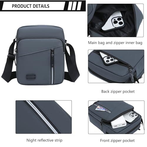 VIRAHYEM Men's Shoulder Bag Crossbody Bag Large Business Messenger Bag — view 6