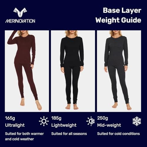 100% Merino Wool Base Layer Set Women - Thermal Underwear Long Johns PJs — view 5