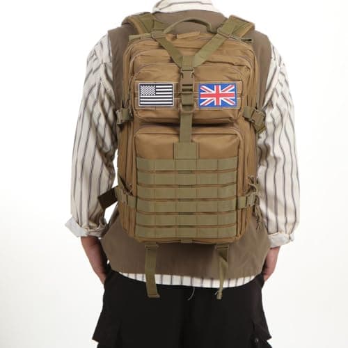 Thuram 50L Durable Nylon Waterproof Fishing Hunting Backpack Outdoor Military Rucksacks Tactical Sports Camping Hiking Bags (Khaki) — view 2