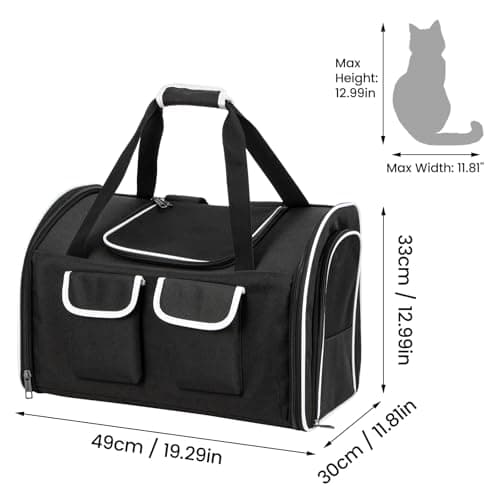 SUNNYNEST Cat Carrier, Airline-Approved Pet Travel Bag for Small Cats & Dogs up to 10 kg, Foldable Design with Lockable Zippers, Waterproof Base & Plush Cushion, 49×30×33 cm — view 2