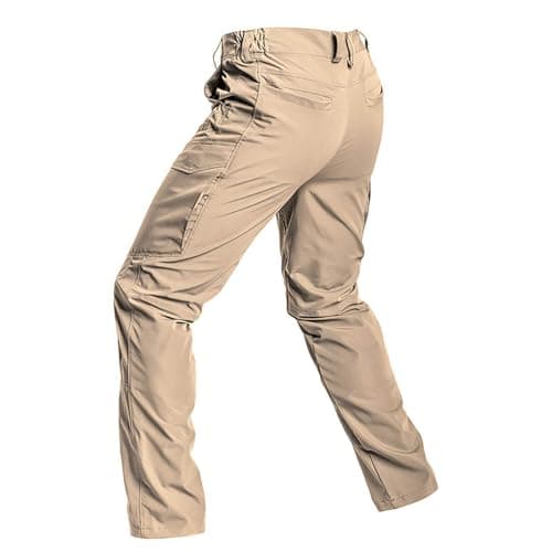 Versatile Cargo Pants for Outdoor Adventure Travel Hiking Casual Comfortable Stretch Utility Trousers with Multiple Pockets (Khaki-E S) — view 3