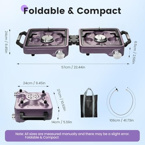 Fushabana Camping Stove Gas Portable, 5000W Double Burner Foldable Cooker — view 2