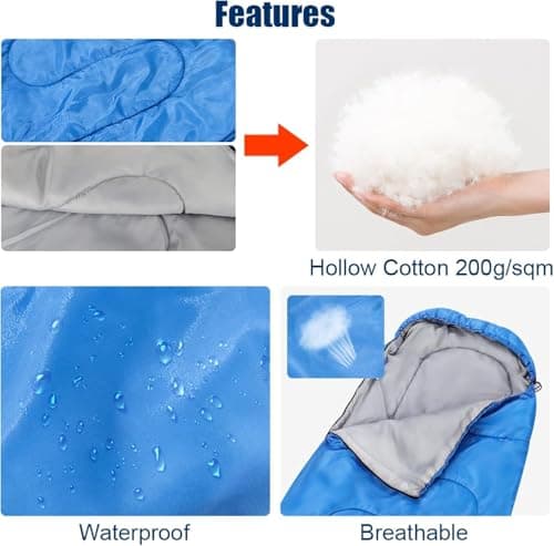M.J COMFY-LIFE Sleeping Bag 200g Cotton Fill, Comfort 5°C to 15°C Blue — view 6