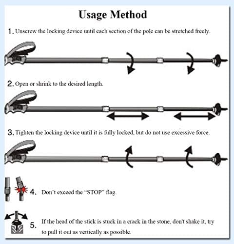 Hiking Poles Telescopic Trekking Poles Adjustable Walking Sticks Lightweight Walking Poles Portable Walking Stick Trekking Poles with Wrist Strap for Men Women Senior Trekking, 3 Sections Adjustable — view 6