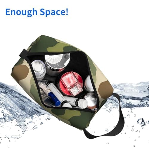 HSYOYO Travel Toiletry Bag for Women Men,Portable Hanging Toiletry Bag,Waterproof Dopp Kit Cosmetic Organizer,Large Capacity Shaving Bag Makeup Bag, Green Camouflage, One Size — view 4