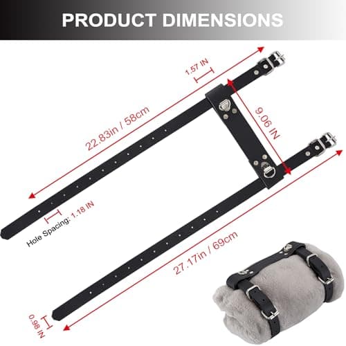 Dream Apparel Blanket Straps for Carrying, Adjustable Leather Carry Straps Motorcycle Bed Roll Picnic Bedroll Carrier, Black, Black, One size — view 2