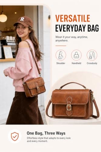 Cwatcun Brown Leather Camera Bag for Photographers, Waterproof Camera Bag — view 6