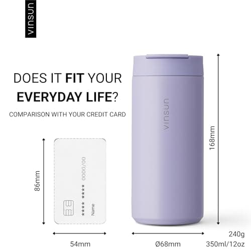 VINSUN Travel Mug to Go 350ml with Lid - Stainless Steel, Leak-Proof — view 4