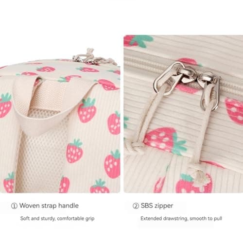 HiTotes Coquette Backpack School Bag for Girls 3Pcs Set Strawberry Backpack Kawaii Daypack for Secondary Primary Middle School — view 4