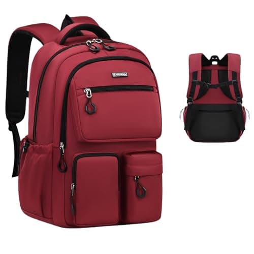 MITOWERMI 18in Children's Backpacks for Boys Girls, Lightweight Teens Boys School Bag Kids Bookbag Laptop Backpack Casual Travel Daypacks, Red