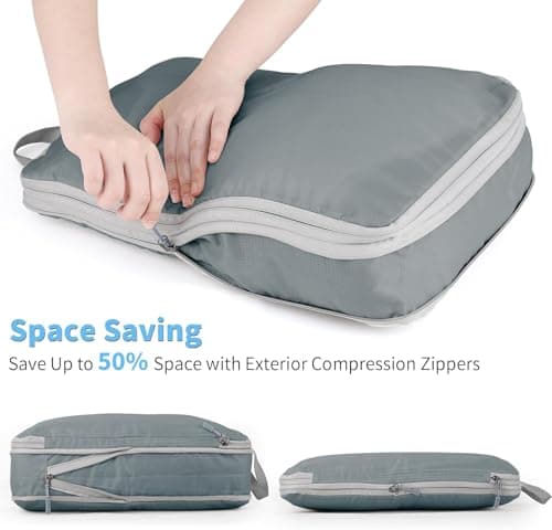 Compression Packing Cubes - 6 PCS Packing Cubes for Suitcases, Extensible Suitcase Organiser Bags Travel Luggage Organiser Set for Suitcase Backpack Travel Essentials or Home Storage (Grey) — view 4
