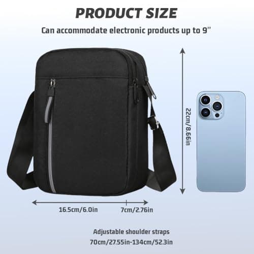 Aucuu Men's Shoulder Bag, Oxford Crossbody Bag, Waterproof Men's Small Side Bag, Casual Handbag, Messenger Bag with Zipper and Adjustable Strap, Lightweight Chest Sling Bag for Daily Use, Work, School — view 4