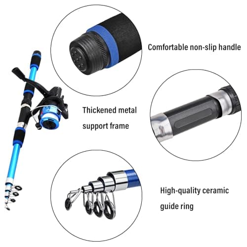 1.8M Telescopic Fishing Set Rod and Spinning Reel Combo Tackle Kit children's carbon fiber starter Complete for Saltwater and Freshwater Fishing — view 3