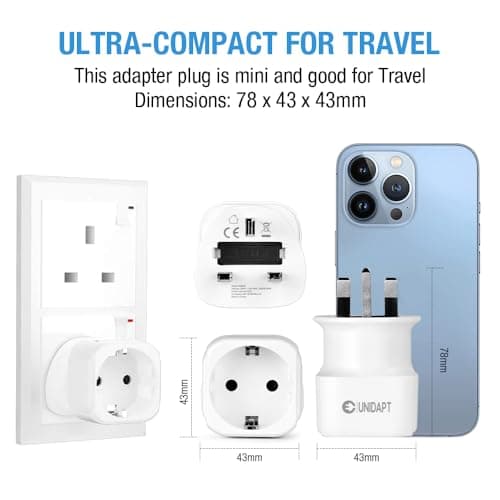 Unidapt EU to UK Plug Adapter, Euro Schuko 2 Pin to 3 Pin, 2 Pack, Type G — view 3