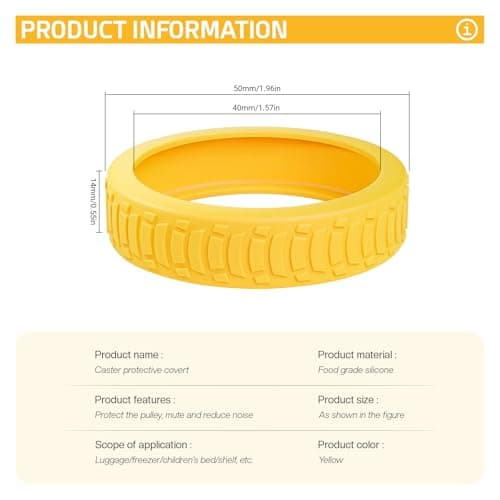YMWALK 8 Pack Silicone Luggage Wheel Covers, Durable Anti-Scratch Travel Suitcase Wheel Protectors, Portable 2 Inch Luggage Spinner Wheel Covers Mute for Most Caster Wheels (yellow) — view 2