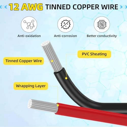 Frienda 8 Pack 12 Awg Connectors Cable Compatible with SAE 30cm 2 Pin Single Plug Disconnect Power Automotive Extension Cable for Motorcycles Cars Charger — view 4