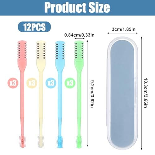 12 Pcs 2-in-1 Nasal Hair Trimmer Double Sided Nose Knife Nose Hair Cutter 360° Rotating Manual Nasal Hairs Cutter Portable Nostril Hairs Remover Tool Sticks Soft Cleaning Brush for Men Women Travel — view 2